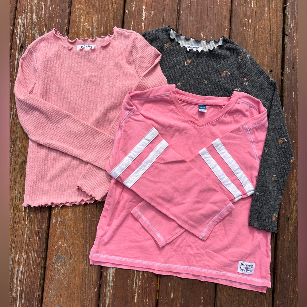 Old Navy Pink and Black Kids Long Sleeve Tees